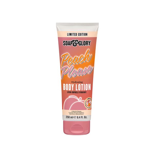 Soap & Glory Peach Please Body Lotion for Women - Vitamin E, Shea Butter, Coconut & Sweet Almond Oil Body Lotion for Dry Skin - Peach Blossom and Japanese Sweet Pea Scented Body Moisturizer (250ml)