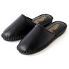 7505 Women's Cowhide Leather Slippers Front Closure, Black