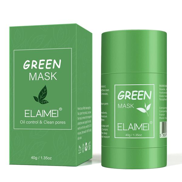 2 Pcs Green Tea Mask, Green Tea Purifying Clay Mask Deep Clean Pores - Oil Control Reduces Blackhead & Acne, Adjust The Skin'S Water And Oil Balance. Green Tea Solid Mask For All Skin Types