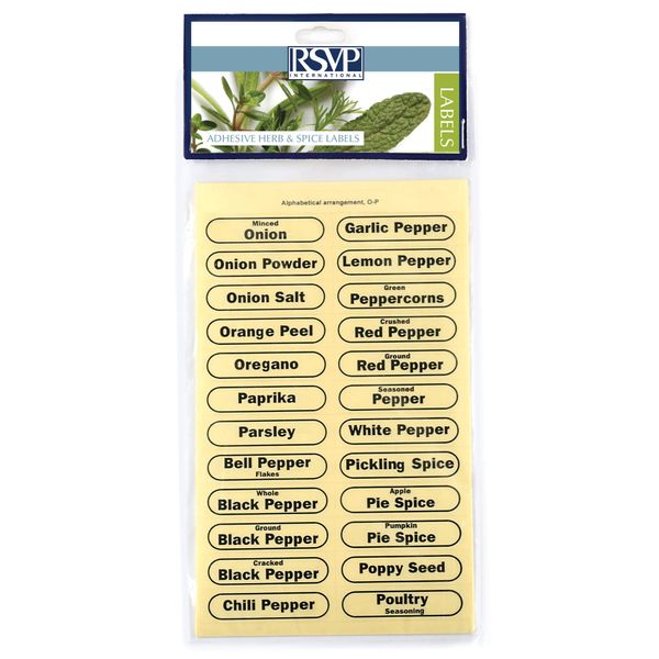 RSVP International Kitchen Organization Collection Spice Labels, Rectangle, 96 Count