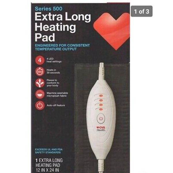 Extra Long Heating Pad CVS Health Series 500 • 12 in  x 24 in •    FAST SHIPPING