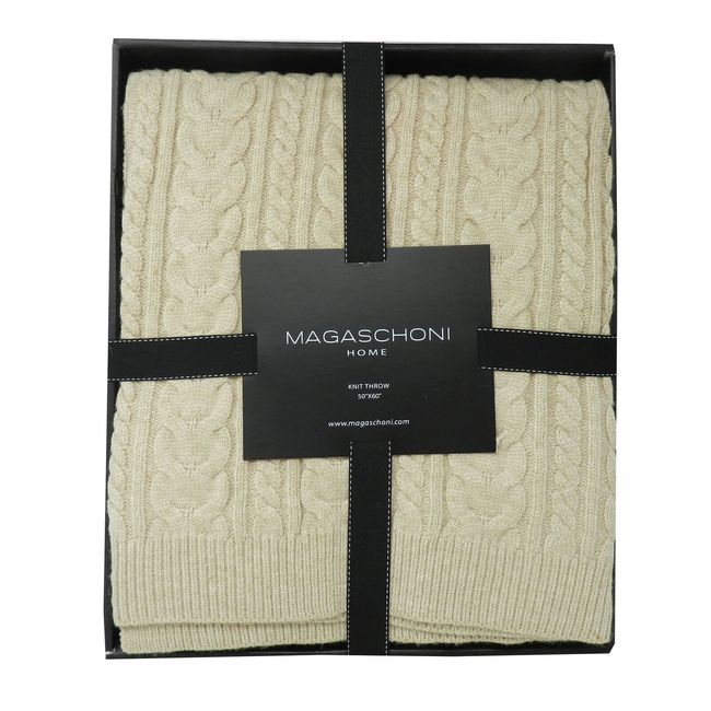 Magaschoni Home Knit Oatmeal Heather Throw 50" X 60"