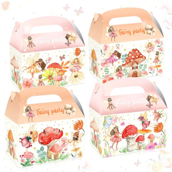 JeVenis 12 PCS Fairy Party Favors Boxes Fairy Mushroom Party Boxes Wild Mushrooms Party Supplies Fairy House Party Favors Boxes Bags