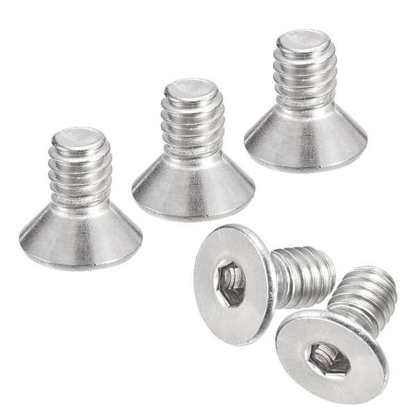 uxcell #8-32x5/16 Flat Countersunk Head Socket Cap Screws, 50Pcs 304 Stainless Steel Hex Socket Flat Head Screws, Full Thread, Countersunk Bolts