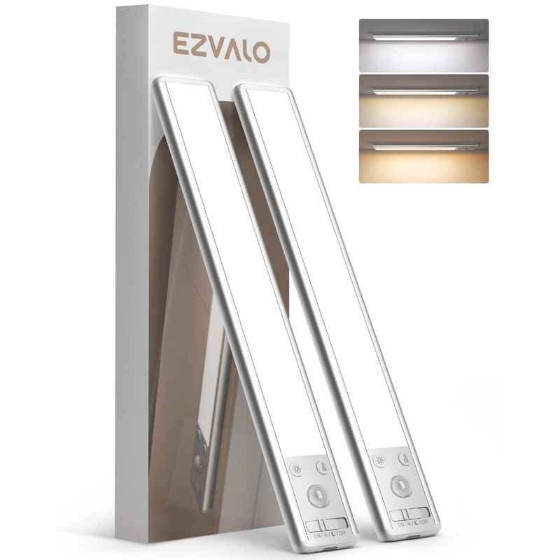 EZVALO Under Cabinet Lighting Wireless, 3 Color Temps Motion Sensor ...