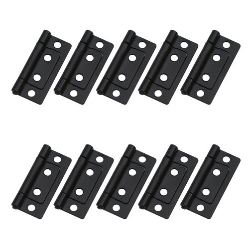 T Tulead Non-Mortise Box Hinges Chest Hinges for Furniture 2"x0.9", Black, 10PCS with Mounting Screws