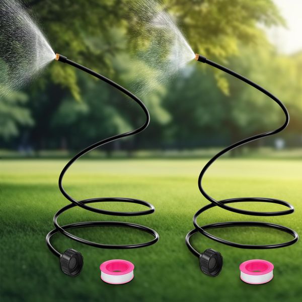 Dunkive 2 Pcs Hose Misters for Outside Patio, 60 Inch Flexible Standing Mister Portable Garden Mister for Cooling Outdoor, Hose Misting System for Backyard, Bird Bath, Water Mist Playing, Chicken Coop