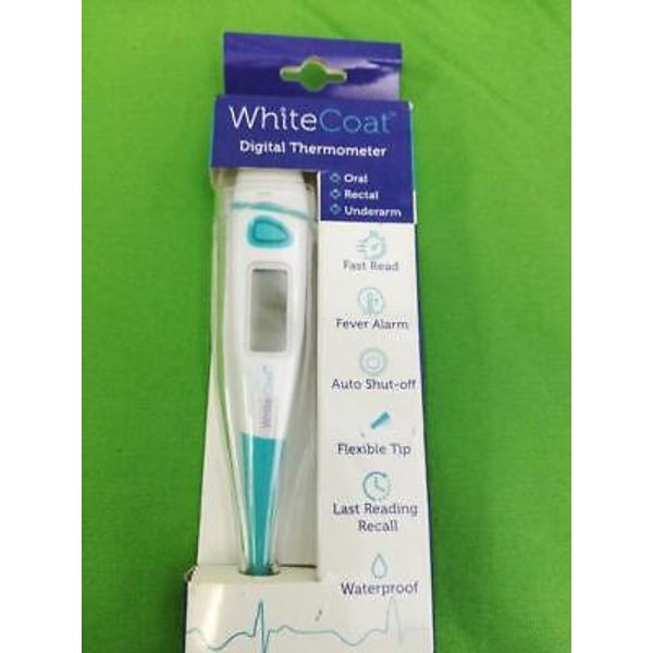 White Coat Fast Reading Digital Thermometer for Oral Rectal and Underarm Use