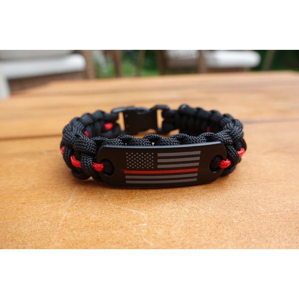 Firefighter Fireman Red Line Nylon Paracord Survival Bracelet .
