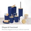Blue Bamboo Bathroom Accessories Set 8 Piece Ensemble for Decorative Countertop