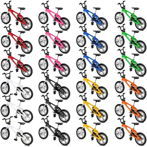 Poen 24 Pcs Kids Mini Finger Bikes Party Favors, Miniature Fidget Bicycle Toy Metal Finger Bikes for Students Class Prizes Birthday Gift Goodie Bag Stuffers Carnival Prizes Christmas Stocking Fillers