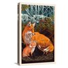 ART.COM Stretched Canvas Print Fox and Kit by Lantern Press, 12" x 18"