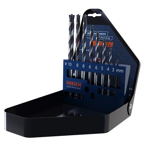 Presch Concrete Drill Bit Set 8 pcs - Masonry Drill Bit Set - Cylinder Shaft - Drill Bit Set for Concrete, Masonry, Bricks and Marble - Professional Masonry Drill Bits Ø 3-10mm