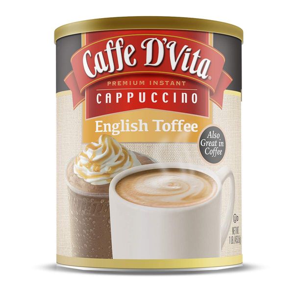 Caffe D’Vita English Toffee Cappuccino, Pack of 6, 1 lb cans (16 oz)