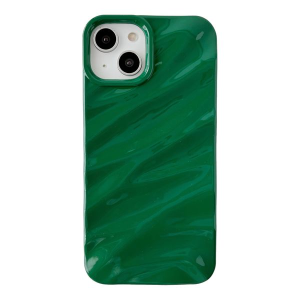 Caseative for iPhone 13 Case,Water Ripple Pattern Curly Wave Shape Soft Phone Case (Green)