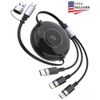 Multi Charging Cable Retractable 5in1 Retractable USB C Cable 100W USB A/C to US