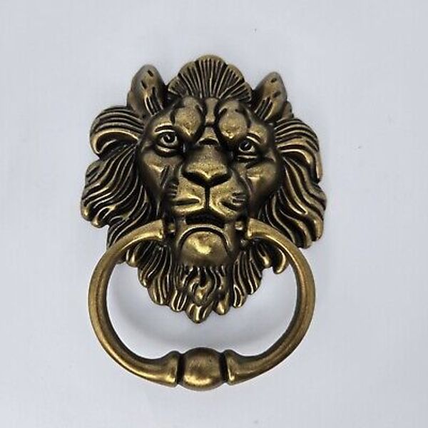 Lion Head Door Knocker Detailed 4.5" X 6" Antique Bronze Color