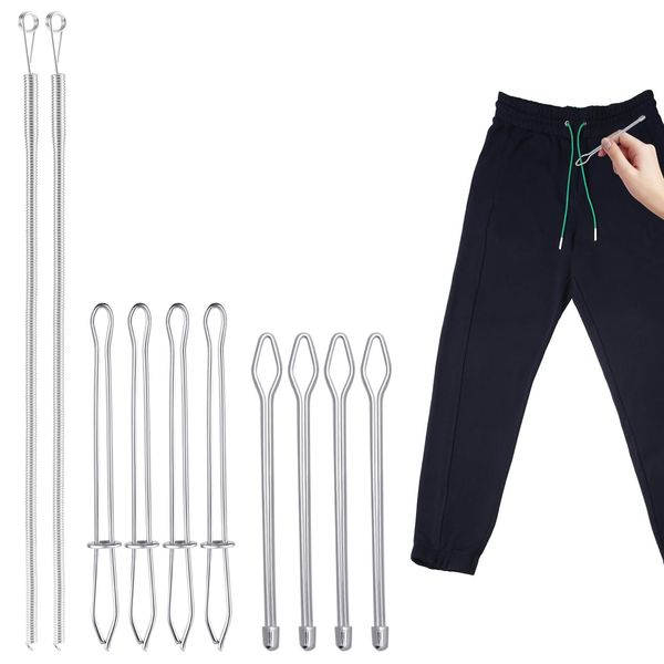 10pcs Rope Threader, 3 Designs Drawstring Threader Tool Set Bodkin Sewing Tool Easy Insert Drawstring DIY Rope Threader Clip Replacement Drawstring for Hoodies Sweatpants