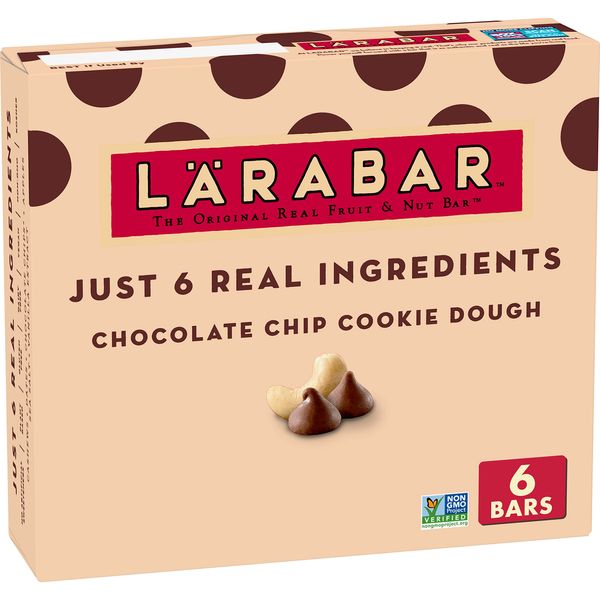 LÄRABAR Chocolate Chip Cookie Dough, Gluten Free Vegan Fruit Nut Bars, 6 ct