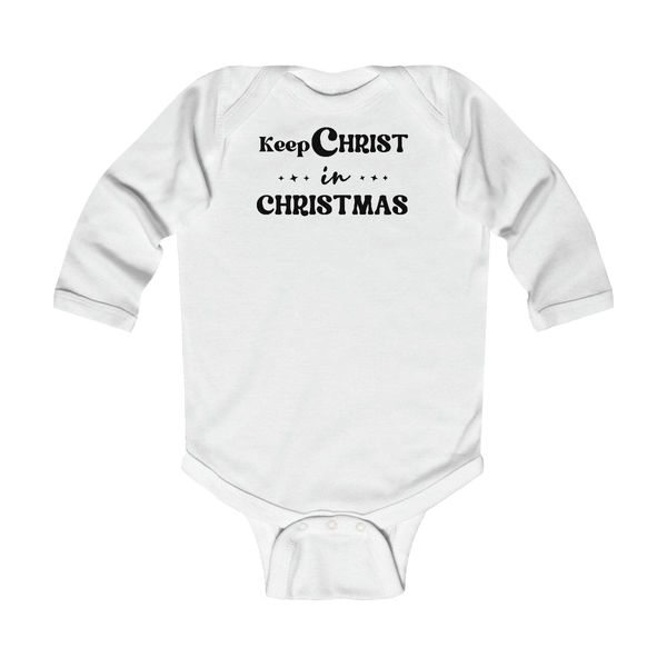 Infant Long Sleeve Bodysuit, Keep Christ in Christmas Inspiration - White / 18M