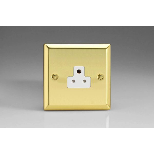 Varilight 1-Gang 2A Round Pin Plug Socket Victorian Brass XVRP2AW