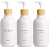 Bamboo Pump Bottle Set 500ML Refillable Shampoo and Conditioner Dispenser Empty
