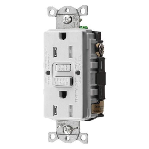 Hubbell-Wiring GFTRST15W Commercial Grade Standard Tamper-Resistant GFCI Receptacle 15 Amp 125 Volt NEMA 5-15R White Autoguard