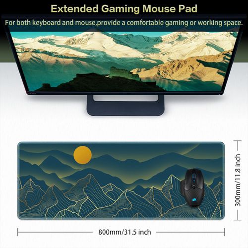 Canjoy Large Mouse Pad Mountain Pattern Gaming Extended XL Mousepad Big Computer Keyboard Desk Mat for Non-Slip Rubber 31.5x11.8inch
