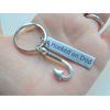 Hooked on Dad Engraved Steel Tag Keychain with Fish Hook Charm