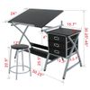 Adjustable Drawing Desk Drafting Table MDF Top Art Craft with Drawers and Stool