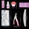 Square Nail Tips, Venares Half Fake Nails Tips Square 500Pcs 10 Size Fake Nails Short with Glue Nails Files Nail Buffer Blocks Nail Brush Nail Clipper, Oval French Acrylic Clear False Nails with Glue