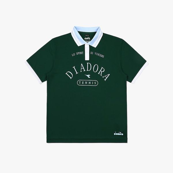 DIADORA Tennis Performance Graphic Collar T-Shirt GREEN rva-438428f, L