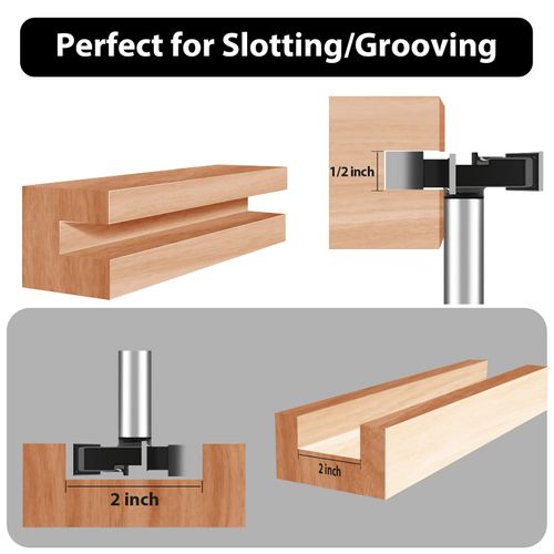 CNC Spoilboard Surfacing Router Bits, 1/2 inch Shank 2 inch Cutting Diameter, Slab Flattening Router Bit Planing Bit Wood Milling Cutter Planer Woodworking Tool by SIMILKY (1/2 Shank 4 Wings)