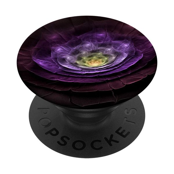 Pop Out Cell Phone Holder Button for Hand Dark Purple Flower