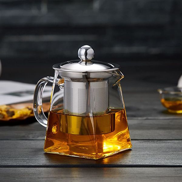 Glass Teapot 350 ml Teapot for One with Heat Resistant Stainless Steel Removable Loose Infuser Perfect for Tea and Coffee Stovetop Safe Tea Kettle Premium Quality Borosilicate Tea Pot (350ml)