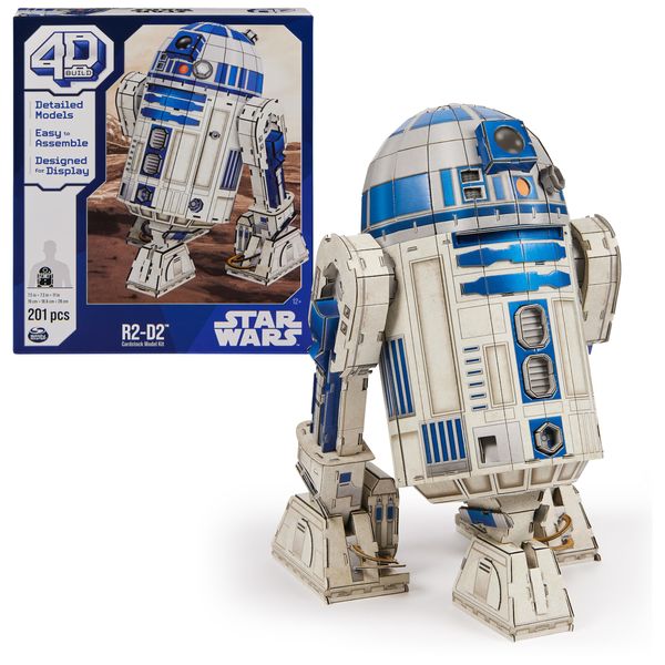 Spin Master Games 4D Build Star Wars R2-D2 Cardstock 3D Model Kit, Star Wars Gifts, Star Wars Toys Desk Décor for Star Wars Fans & Collectors, Adults & Teens 12+