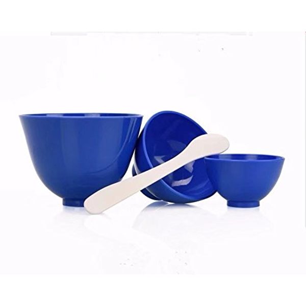 MKDental Three PCS Blue New Flexible Silicone Mixing Bowls with Spatulas Grip