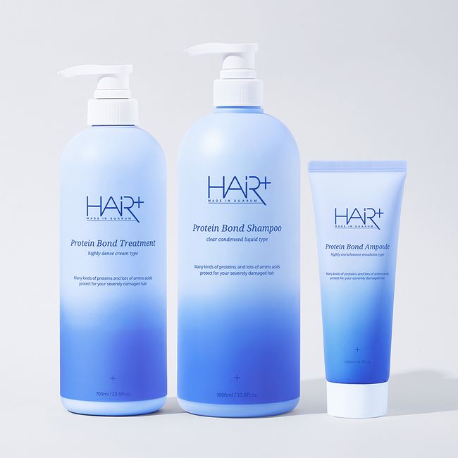 Hair Plus Extremely Damaged Hair NEW Protein Bond Set (Shampoo 1000ml + Treatment 700ml + Ampoule 145ml)