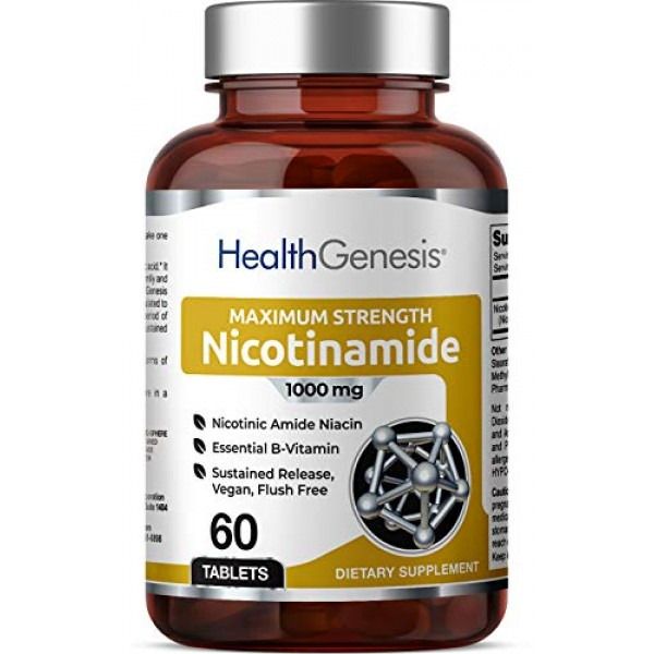 HEALTH GENESIS Nicotinamide 1000 mg Extra Strenght 60 Tablets ~ Exp 3/26