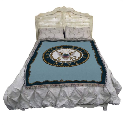 Pure Country Weavers PCW - US Navy - Emblem Blanket - Gift Military Tapestry Throw Woven from Cotton - Made in The USA (72x54)