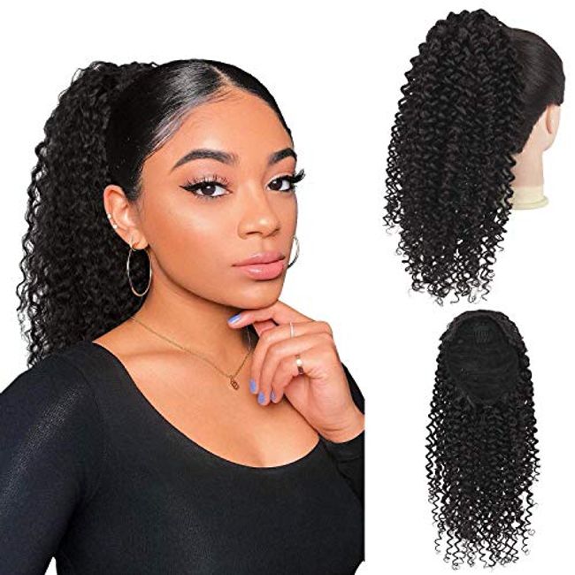 Wavy Curly Ponytail Extensions, 100% Human Hair