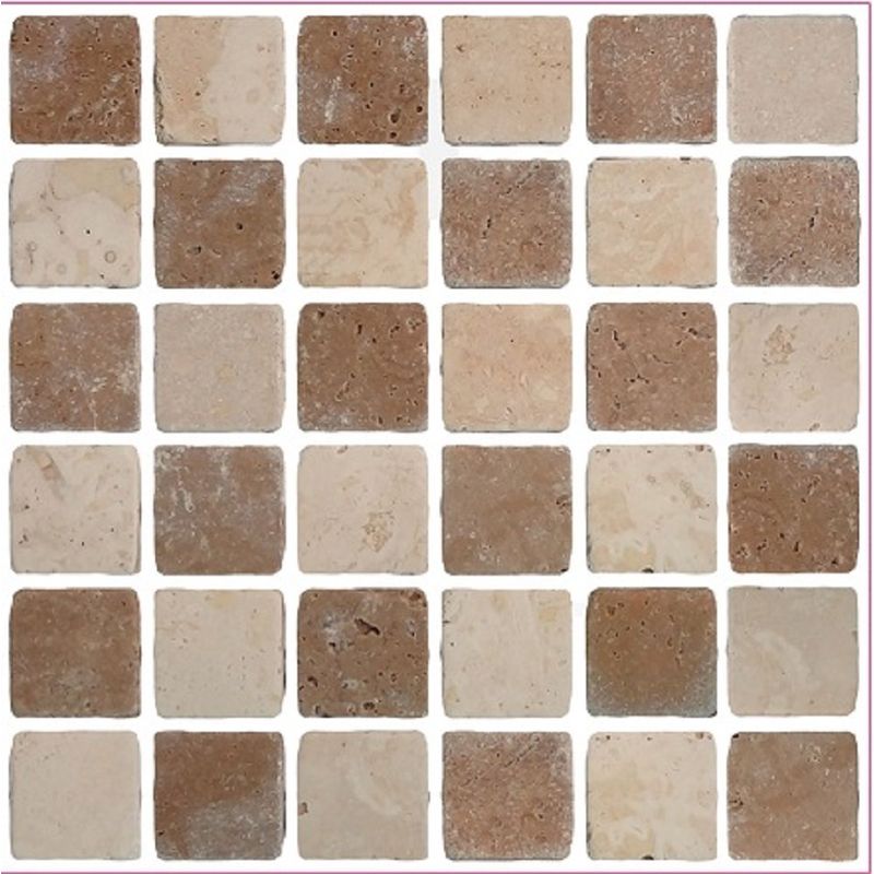 LPS Pack of 10 Tile stickers Brown stone travertine effect Mosaic self ...