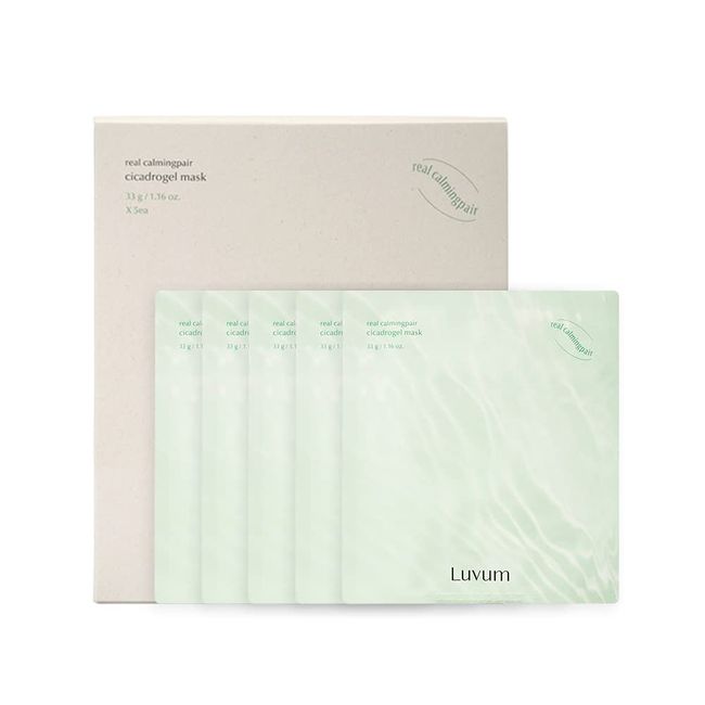 LUVUM Cica Hydrogel Sheet Masks, Soothing & Cooling Face Mask, Korean Facial Treatments & Masks for glowing skin, Organic Face Mask for Sensitive Skin, Korean Beauty Products (Pack of 5)