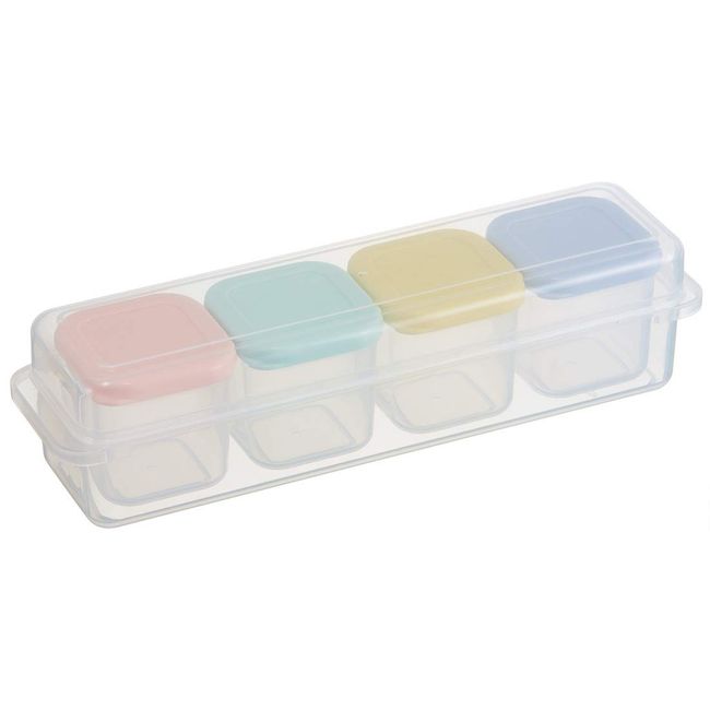 Skater CCBC4C Storage Containers, Small Portions, Sealing Containers, 3.4 fl oz (100 ml), Microwave Compatible, With Case, Powder Pastel