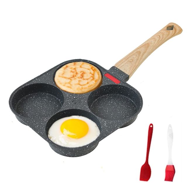 HUPECHAM 4-Cup Egg Pan Nonstick, and Healthy Granite Egg Frying Pan, Versatile Breakfast Skillet for Eggs, Pancakes, Plett, Crepes, Compatible with Gas Stove and Induction Cooktop