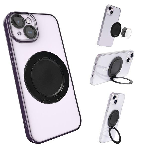 GCQOO Magnetic Phone Ring Holder for PopSocket Kickstand for iPhone 12 13 14 15 Series Compatible with MagSafe Removable Phone Grip Stand