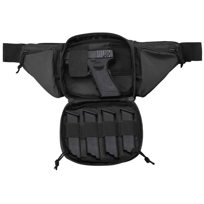 FRTKK Concealed Carry Pistol Pouch Ultimate Fanny Pack Holster Fits 1911, Glock, H&K, Ruger, S&W M&P Shield, Taurus, Sig Sauer, Springfield, Beretta, Kimber, Walther, and More (Black)