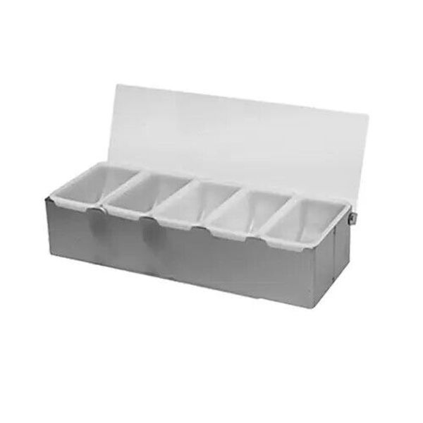 Thunder Group SLCN005 5 Compartment Stainless Steel Base Bar Condiment Dispenser