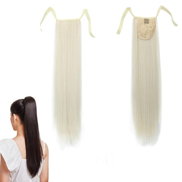 prinfantasy Wrap Around Ponytail Clip In Hair Extensions Straight Silky One Piece Long Hairpiece For Women GBMW042