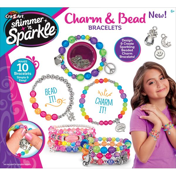 Shimmer 'n Sparkle Charm & Bead Bracelet Maker by CRA-Z-Art – DIY Beaded Charm Friendship Bracelet Making Kit